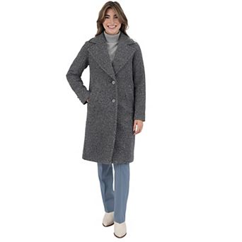 Women's Nine West Notch Collar Faux Wool Coat