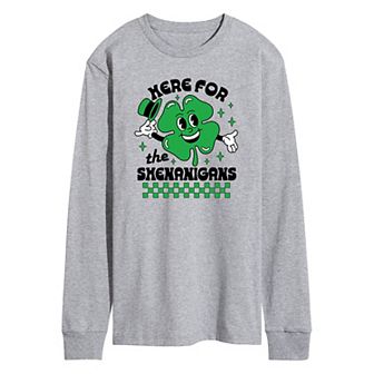 Men's Here for the Shenanigans Long Sleeve Graphic Tee
