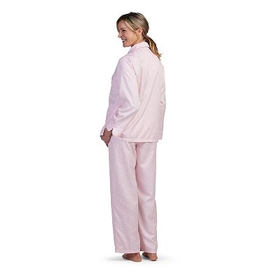Petite Miss Elaine Essentials Brushed Back Satin Pajama Top & Pajama Bottom Set
