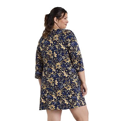 Plus Size Miss Elaine Essentials Micro Velvet Short Gown