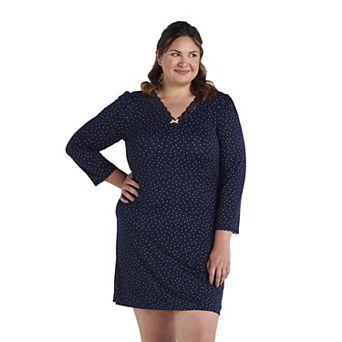 Plus Size Miss Elaine Essentials Micro Velvet Short Gown