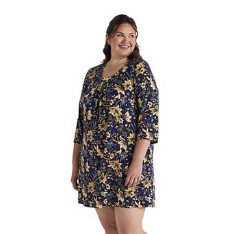 Plus Size Miss Elaine Essentials Micro Velvet Short Gown