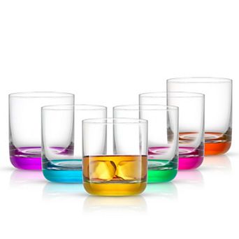 JoyJolt Hue Colored 6 pc 10-oz. Double Old-Fashioned Glass Tumbler Set
