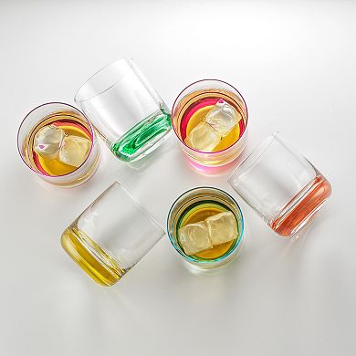 JoyJolt Hue Colored 6-pc. 10-oz. Double Old-Fashioned Glass Tumbler Set