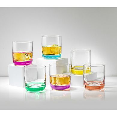 JoyJolt Hue Colored 6-pc. 10-oz. Double Old-Fashioned Glass Tumbler Set