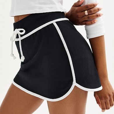 Juniors' SO Fleece Piping Trimmed Drawstring Mini Skirt