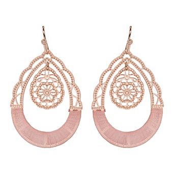 LC Lauren Conrad Mixed Media Filigree Statement Drop Earrings