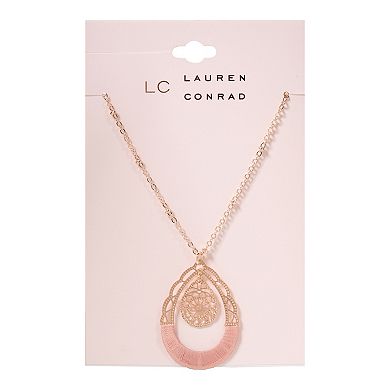LC Lauren Conrad Mixed Media Filigree Long Pendant Necklace