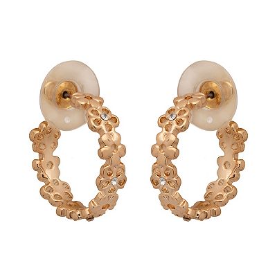 LC Lauren Conrad Gold Tone Small Floral Hoop Earrings