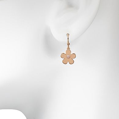 LC Lauren Conrad Rose Gold Tone Floral Drop Earrings