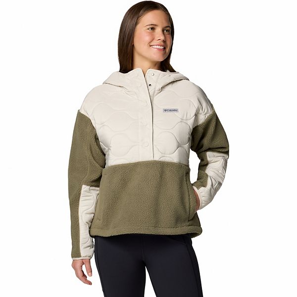 Women's Columbia Cloud Point Hooded Fleece Pullover Jacket Color: Dark Stone Stone Green Size: MEDIUM