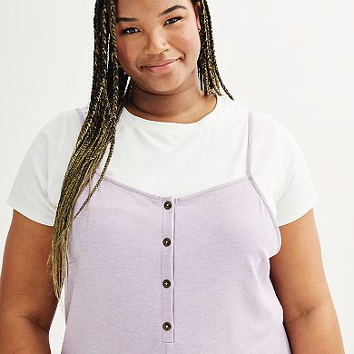 Juniors' Plus Size Live To Be Spoiled Romper with Short Sleeve Tee