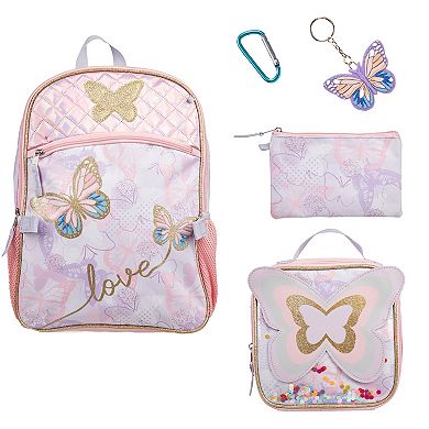 Girls 5-Piece Butterfly Backpack Set
