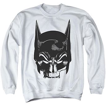 Batman Skull On White Adult Crewneck Sweatshirt