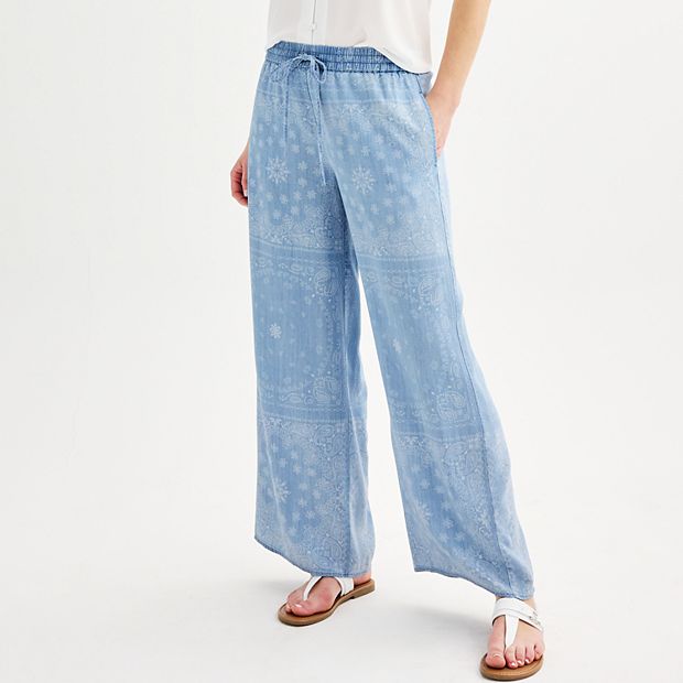 Women's Catherine Malandrino Pull-On Wide Leg Pants with Shirring