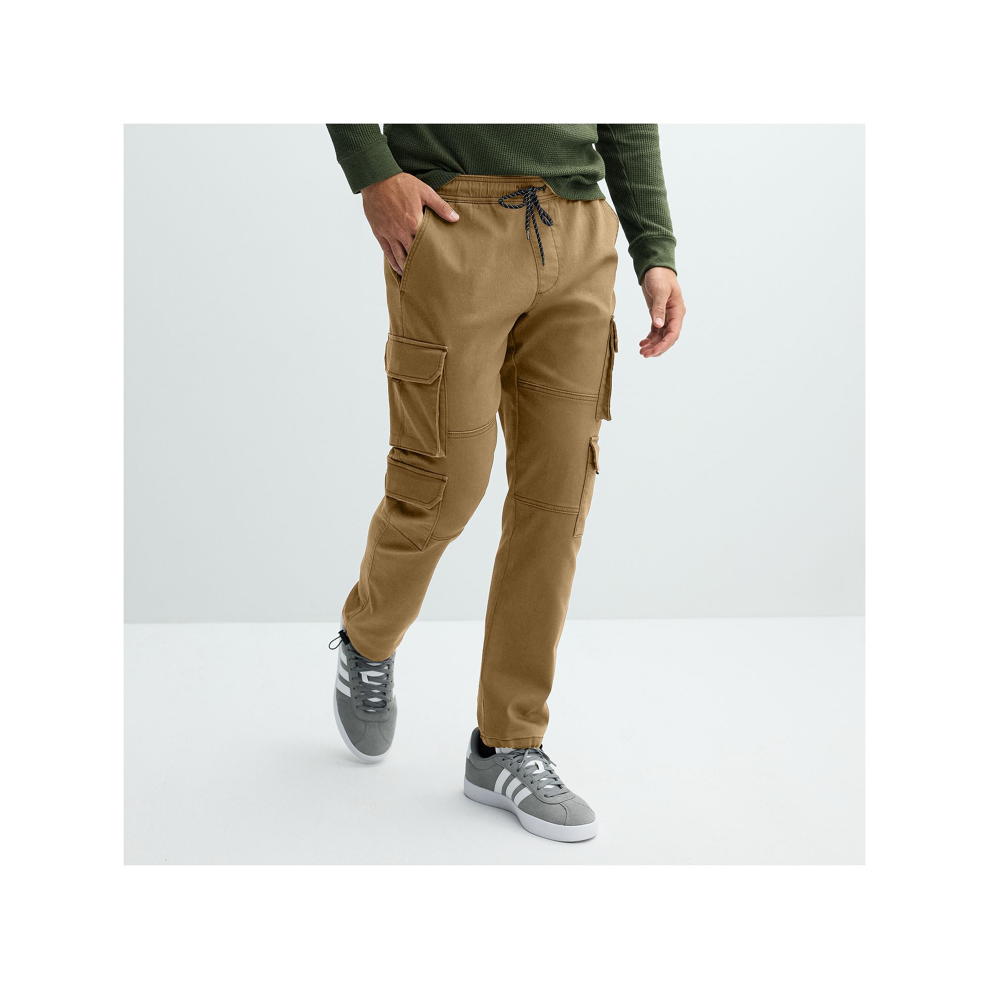Mens Lazer Stacked Cargo Jogger Pants, Size: Small, Green