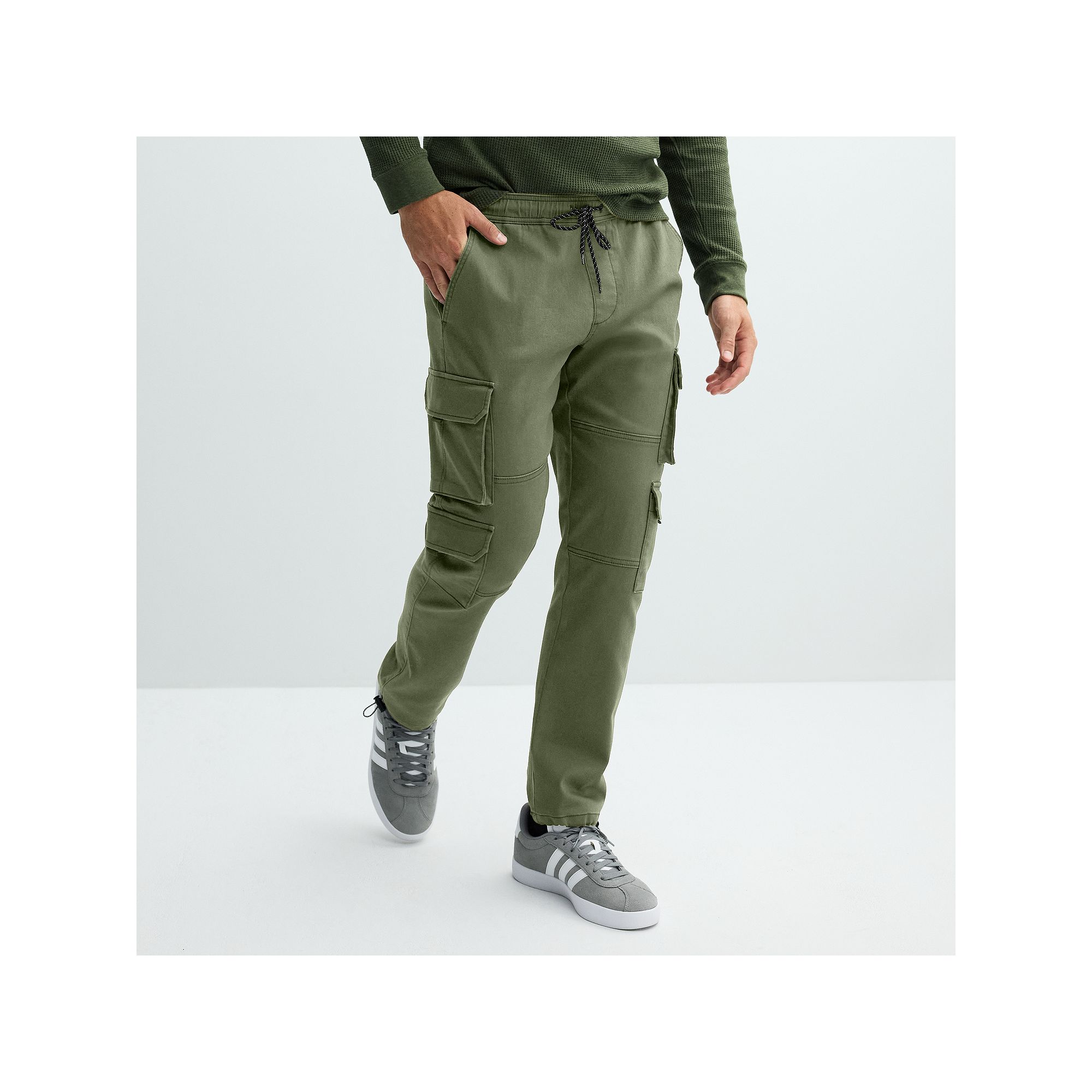 Mens Lazer Stacked Cargo Jogger Pants, Size: Small, Green