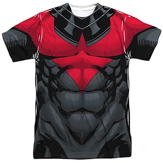 Batman Nightwing Red Uniform Short Sleeve Adult Poly Crew T-shirt