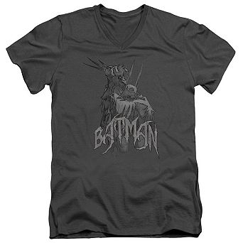 Batman Scary Right Hand Short Sleeve Adult V Neck T-shirt