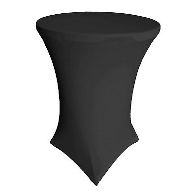 Spandex Round Cocktail Table Cover, Stretch Fitted Highboy Tablecloth with Leg Pockets for Events