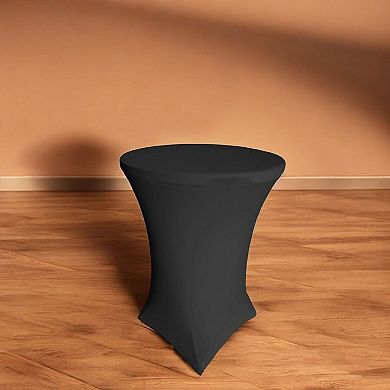 Spandex Round Cocktail Table Cover, Stretch Fitted Highboy Tablecloth with Leg Pockets for Events