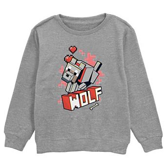 Boys Minecraft Wolf Love Graphic Fleece