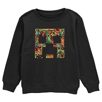 Boys Minecraft Creeper Head Collage Graphic Fleece