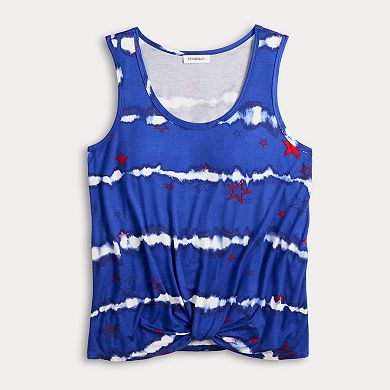 Juniors' Freshman 1996 Americana Tie Dye Twist Front Tank Top