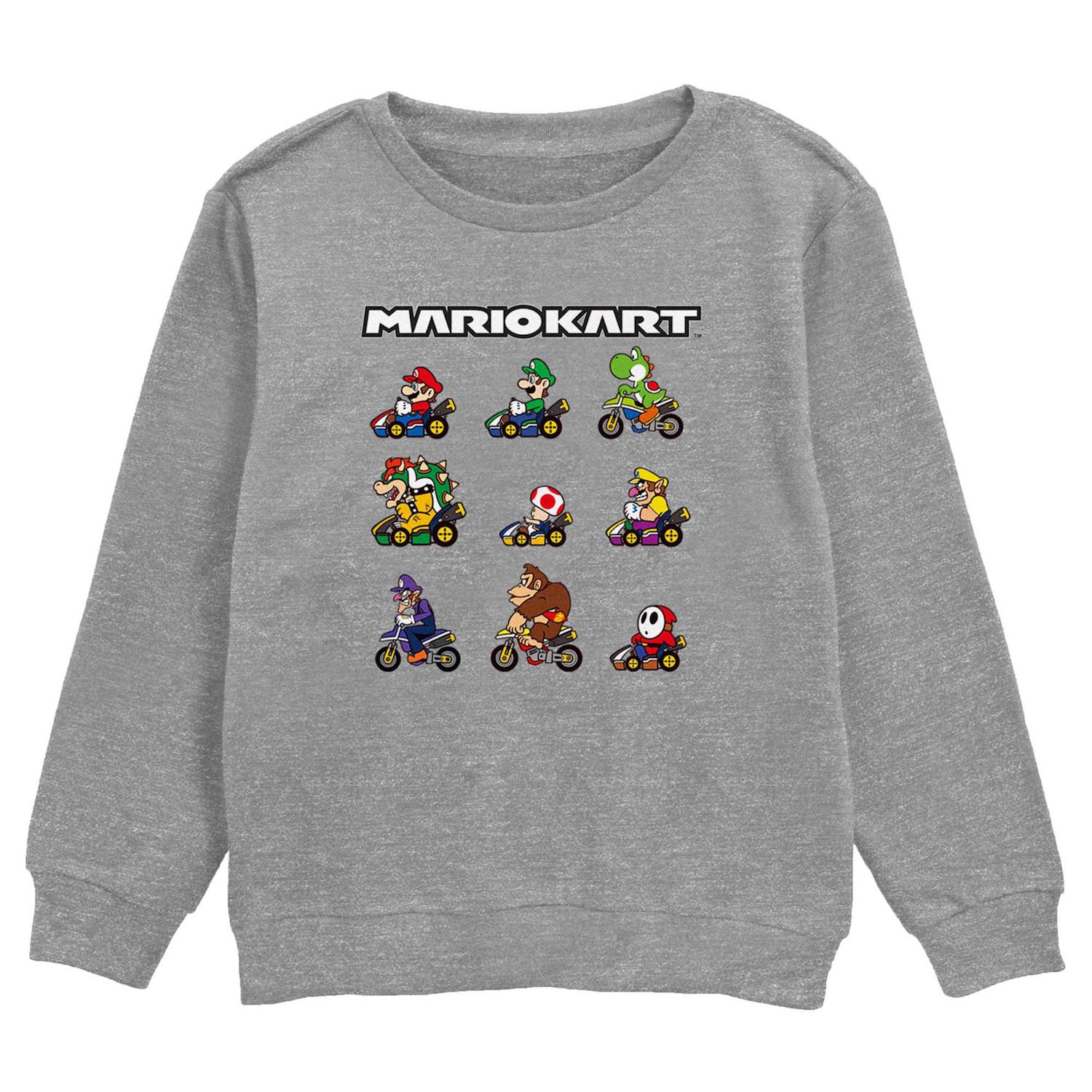 Sweat avec motif karting garçon - Mario Kart gris fonce