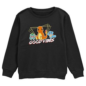 Boys Pokemon Bulbasaur Charmander Squirtle Good Vibes Graphic Fleece