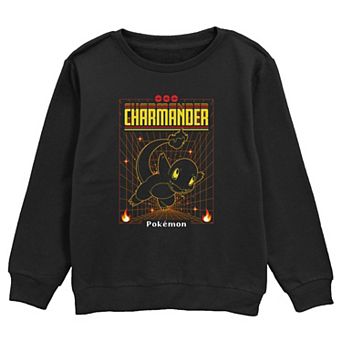 Boys Pokemon Charmander Grid Background Graphic Fleece