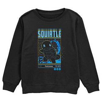 Boys Pokemon Squirtle Grid Background Graphic Fleece