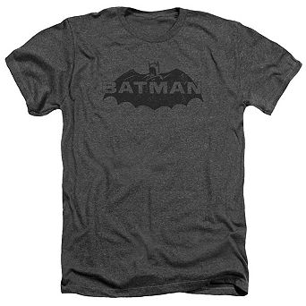 Batman Newsprint Logo Adult Heather T-shirt