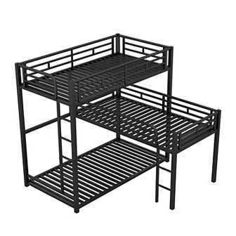 Merax L-shaped Metal Triple Twin Size Bunk Bed