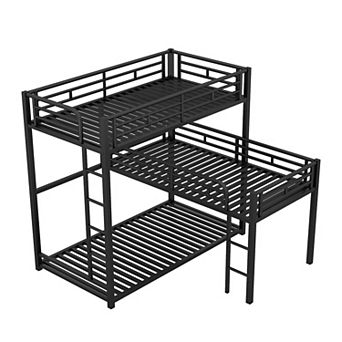 Merax L-shaped Metal Triple Twin Size Bunk Bed