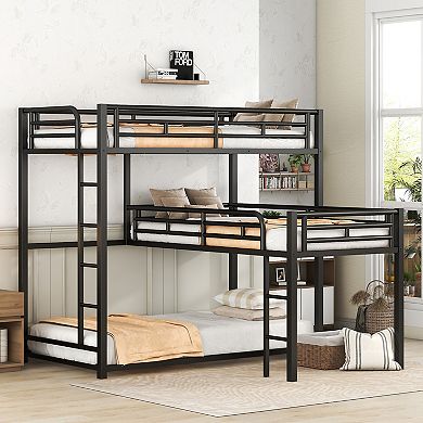 Merax L-shaped Metal Triple Twin Size Bunk Bed