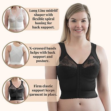 Front Closure Back Support Wireless Longline Bra