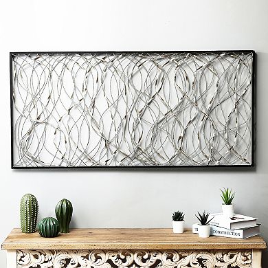 LuxenHome Black And Silver Metal Infinity Rectangular Wall Decor