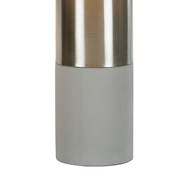 29 Inch Table Lamp, Set Of 2, Metal, Concrete, Gray And Chrome Finish