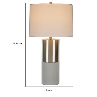 29 Inch Table Lamp, Set Of 2, Metal, Concrete, Gray And Chrome Finish