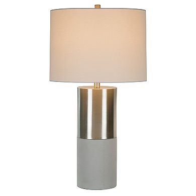 29 Inch Table Lamp, Set Of 2, Metal, Concrete, Gray And Chrome Finish