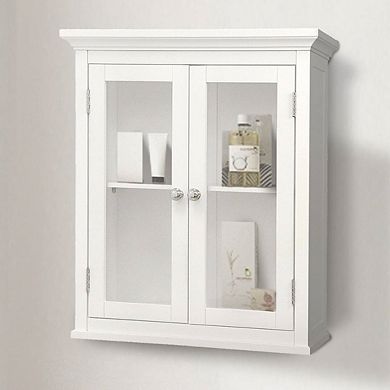 Classic 2-door Bathroom Wall Cabinet In White Finish