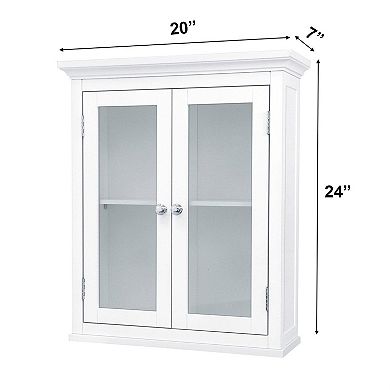 Wall-Mounted Bathroom Cabinet with Two Doors and Spacious Interior, White Finish, 24 inches H
