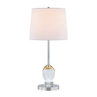 27 Inch Table Lamp, Tapered Drum Fabric Shade, Modern Metal Base, Silver