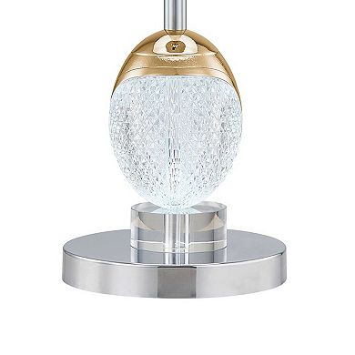 27 Inch Table Lamp, Tapered Drum Fabric Shade, Modern Metal Base, Silver