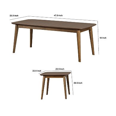 3 Piece Rectangular Coffee and Square End Table Set, Rich Walnut Brown Wood