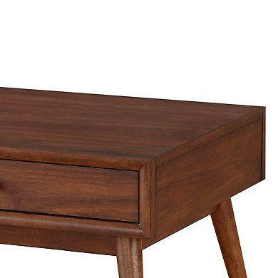 2 Drawer Wooden Coffee Table with Splayed Legs, Walnut Brown