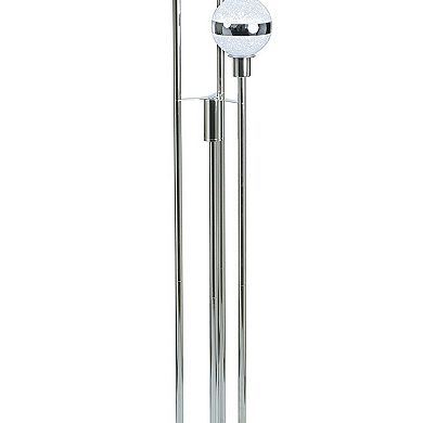 59 Inch Floor Lamp, Modern Accent Globe Glass Shade, Round Base, Nickel