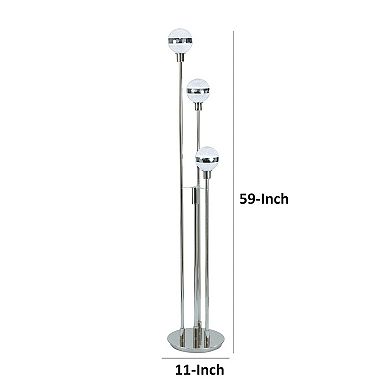 59 Inch Floor Lamp, Modern Accent Globe Glass Shade, Round Base, Nickel