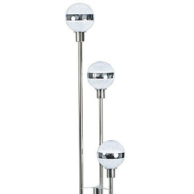 59 Inch Floor Lamp, Modern Accent Globe Glass Shade, Round Base, Nickel